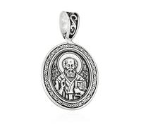 NKlaus Ikone Anhänger Heiliger Nikolaus 925 Silber Gottesmutter von Kasan 23mm x 20mm 15540