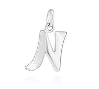 NKlaus Kettenanhänger N Buchstabe 925 Silber teilmatt rhod. 15x11mm Alphabet Amulett 13657
