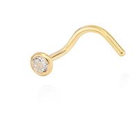 NKlaus Nasenpiercing 750 Gold 18 Karat Nasenstecker Spirale Form 2,5mm Zirkonia Weiß 11224