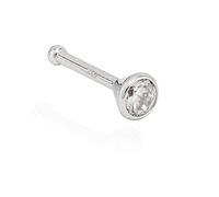 NKlaus Nasenpiercing 750 Weiß Gold 18 Karat Nasenstecker 2,5mm Zirkonia Weiß Piercing 11227