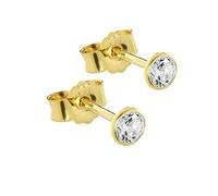 NKlaus Ohrstecker 333 Gelbgold, 8 Karat, Cubic Zirkonia; Weiß; 3 mm, Paar | Die Ohrringe sind für Damen, Herren und Kinder geeignet
