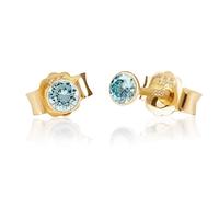 NKlaus Ohrstecker 333 Gelbgold 8 Karat, Zirkonia Damen Mädchen Kinder 3,0mm | Gold-Schmuck für Damen, Mädchen und Kinder mit Butterfly-Verschluss