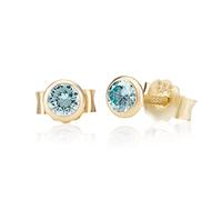 NKlaus Ohrstecker 333 Gelbgold 8 Karat Zirkonia Damen Mädchen Kinder 4,00mm | Kristall-Zirkonia-Goldschmuck für Damen, Mädchen und Kinder mit Butterfly-Verschluss
