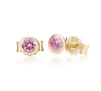 NKlaus Ohrstecker Gold 333 mit Zirkonia Pink, Gelbgold, 4 mm, 2 Stück