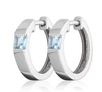 NKlaus Paar 16mm 925 Sterling Silber Klappcreolen Zirkonia hellblau Ohrringe rhodiniert 2112