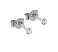 NKlaus PAAR 2,3mm Ohrstecker Weißgold 585 Gold Ohrringe 14 Karat Kristall Zirkonia weiß 2071