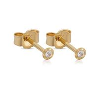 NKlaus Paar 2,5mm rund Ohrstecker Stern klein diamantiert Kristall Zirkonia 333 Gelbgold 8 Karat 13155