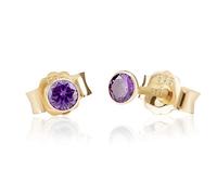 NKlaus Paar 3,0mm 585 Gelb Gold 14 Karat Ohrstecker Kristall Zirkonia Amethyst Butterfly Verschluss Damen Mädchen 11008