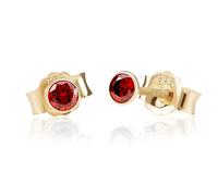 NKlaus Paar 3,0mm 585 Gelb Gold 14 Karat Ohrstecker Kristall Zirkonia Granat Butterfly Verschluss Damen Mädchen 11011