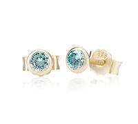 NKlaus Paar 4,0mm 585 Gelb Gold 14 Karat Ohrstecker Kristall Zirkonia Butterfly Verschluss Damen Mädchen