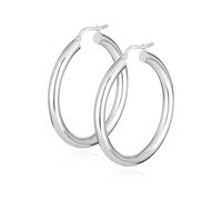 NKlaus Paar 40mm Creolen 925 Silber rund 4mm breit elegante Damenohrringe - zeitloser Stil für Damen, ideal für elegante Outfits 16405