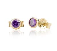 NKlaus Paar 5,0mm 333 Gelb Gold 8 Karat Ohrstecker Kristall Zirkonia Amethyst Butterfly Verschluss Damen Mädchen 3379