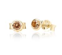 NKlaus Paar 5,0mm 585 Gelb Gold 14 Karat Ohrstecker Kristall Zirkonia Butterfly Verschluss Damen Mädchen