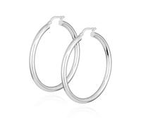 NKlaus Paar 50mm Creolen 925 Silber rund 3mm breit elegante Damenohrringe - zeitlos, edel und vielseitig kombinierbar für Damen 16417