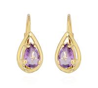 NKlaus Paar Brisur Ohrhänger echt Amethyst 333 Gelb Gold 8 Karat 14x6mm Damen Ohrringe 11917