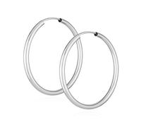NKlaus Paar Creolen 585 Weißgold, rund, Goldohrringe, 30mm, 1,9mm | Runde Creolen und Goldohrringe aus 585 Weißgold, 30mm, 1,9mm