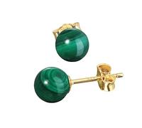 NKlaus Paar echt Malachit Kugel Ohrstecker 6mm Gelbgold 333 8 Karat Gold Ohrringe 7946