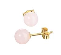 NKlaus Paar echt Rosenquarz Kugel Ohrstecker 6mm Gelbgold 333 8 Karat Gold Ohrringe 7950