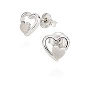 NKlaus Paar Ohrstecker Doppelherz 925 Silber 8x8mm Herz offen Damen Ohrringe glanz-matt 9808
