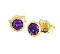 NKlaus Paar Ohrstecker echt Amethyst Gelbgold 333 8 Karat Gold kleine Ohrringe