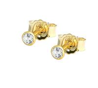 NKlaus Paar Ohrstecker Gold 333 - Ohrringe mit Zirkonia - Gold Schmuck Damen, Herren & Mädchen - Gelbgold - 8 Karat 2,0mm Weiß 1774