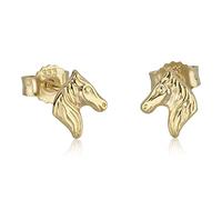 NKlaus Paar Ohrstecker Pferde Kopf 333 Gelb Gold 8 Karat Ohrringe 5,1mm Pferdchen Amulett 4183
