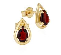NKlaus Paar Träne Ohrstecker echt Granat 333 Gelb Gold 8 Karat 10x6mm Damen Ohrringe 11941
