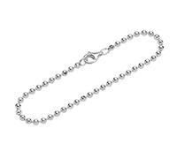 NKlaus Silber Armband Damen 925-19 cm - Kugelkette - Sterling Armbandkette - fein Frauen Armkette Echt Sterlingsilber diamantiert - 3mm breit 12023