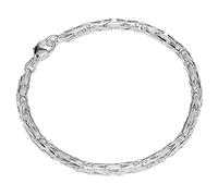 NKlaus Silber Armband Herren und Damen 925-19 cm - Sterling Königskette - gedrückt Armkette oval Echt Sterlingsilber - Unisex - 3.82mm breit 12391