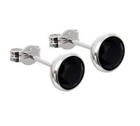 NKlaus Silber Paar Ohrstecker Zirkonia schwarz 6,7mm 925er Sterlingsilber Damen Herren 7897