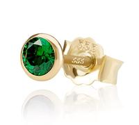 NKlaus Zirkon-Ohrstecker 333 Gelbgold, für Damen, Mädchen, Kinder, 5mm | Einzelner Gold-Ohrstecker mit Butterfly-Verschluss, 8 Karat