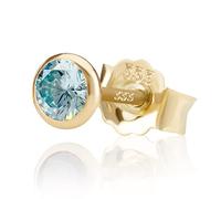 NKlaus Zirkon-Ohrstecker 333 Gelbgold, für Damen, Mädchen, Kinder, 5mm | Einzelner Gold-Ohrstecker mit Butterfly-Verschluss, 8 Karat