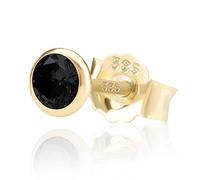NKlaus Zirkonia-Ohrstecker 585 Gelbgold, Damen/Mädchen/Kinder, 5,0mm | Einzelner Gold-Ohrstecker mit Kristall-Zirkonia und Butterfly-Verschluss, 14 Karat