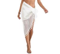 NLAND Frauen Pareo Meer Chiffon Strand Vertuschen Sarong Wrap Strand Schal Mesh Badebekleidung Schals Frauen Bikini Cover Up，Weiß Einheitsgröße
