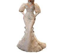 NLAVW Abendkleider für Damen, lang, figurbetont, mit Rüschen, formelles Kleid, Ballkleid, Seitenschlitz, Glitzer, Party, Abschlussball, Kleid, Kleider, reife Kleider,Silber,L