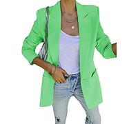 NLAVW Damen Blazer Jacke Langarm Kleid Revers Zweireiher Elegante Jacke Retro Strickjacke Plus Size,Grün,XL