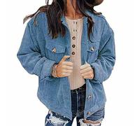 NLAVW Damen Kurze Cordjacke Cord Vintage Kurzjacke Lange Ärmel Outwear Winter Frühling Herbst Top Outwear Mode Lang,Bronze,L
