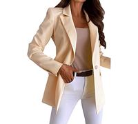 NLAVW Damen Longblazer Elegante vorne offene Business Sakko Sportliche Stretchjacke mit Taschen,Khaki,L