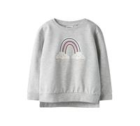 Sweatshirt NAME IT "NMFBISSINE LS NREG SWE UNB BOX PB", Mädchen, Gr. 116, light grau melange, Sweatware, Obermaterial: 100% Baumwolle, bedruckt, meliert, normal normal, Rundhals, Sweatshirts Sweatshir