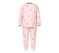 Pyjama NAME IT "NMFNIGHTSET BALLARINA NOOS", Mädchen, Gr. 110/116, pearl, Jersey, Obermaterial: 95% Baumwolle, 5% Elasthan, bedruckt, regular fit normal, Rundhals, Homewear-Sets Pyjama (92981745-110)