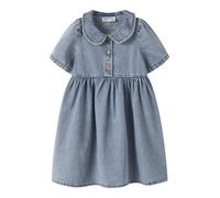 Jeanskleid NAME IT "NMFPOPPY DNM DRESS 5011-OV H", Mädchen, Gr. 122, N-Gr, medium blau denim, Denim/Jeans, Obermaterial: 100% Baumwolle, leichte Abriebeffekte, relaxed fit kurz, Rundhals, Kleider, Bau