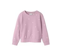 Sweatshirt NAME IT "NMFVALBA - Sweater mit Herzchen-Alloverdruck und Rippbündchen", Mädchen, Gr. 116, rosa (corsage), Sweatware, Obermaterial: 100% Baumwolle, bedruckt, normal normal, Rundhals, Rippbü