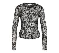 Nmjudith L/S Fitted Mesh O Neck Top Noos