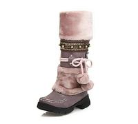 NMMAX Frauen Pelz Stiefel Damen Winter Schuhe Frau Zipper Casual Knie Stiefel Warm Halten Schnee Stiefel Schwarz Große,Lila,EU 43