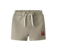 Sweatshorts NAME IT "NMMFRESNO NREG SWE SHORTS UNB BOX PB", Mädchen, Gr. 122, N-Gr, aluminium, Sweatware, Obermaterial: 60% Baumwolle, 40% Polyester, bedruckt, unifarben, normal kurz, Hosen Sweatshort