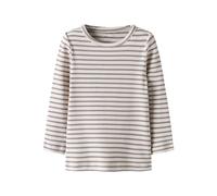 Langarmshirt NAME IT "NMNBANI LS XSL TOP NOOS", Jungen, Gr. 98, lila (elderberry), Jersey, Obermaterial: 57% Baumwolle, 38% Modal, 5% Elasthan, geringelt, gestreift, slim fit hüftbedeckend, Rundhals,