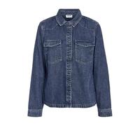 Jeansbluse NOISY MAY "NMNEW SIGNE L/S DENIM SHIRT VI002MB NOOS", Damen, Gr. S, blau (medium blau denim), Denim/Jeans, Obermaterial: 100% Baumwolle, unifarben, modisch, Langarm, Blusen (16459330-S) med