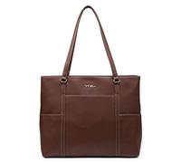nnee Classic Laptop Leder Tasche für 15 39,6 cm Notebooks Reise Tragetasche mit Smart Trolley Riemen-Design Dunkelbraun 15-15.6 Inch