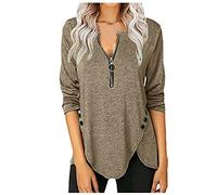 NNGOTD Damenpullover Langarm Winter Sale Sweatshirt Jacke Damen Langarm Sport Damen Jeansjacke Oversize Damen Shirt Damen Wikinger Shirt Oberteil Damen Damen Tshirt elegant L