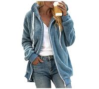 NNGOTD Fleecejacke Damen Teddyfleece Hoodie Jacke Oversize Mantel Gefüttert Winter Plüschjacke Langarm Wintermantel Warm Cardigan Kapuzenpullover Sweatshirt Kapuzenjacke mit Taschen Winterjacke